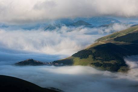 Castelluccio of  Norcia and morning fog