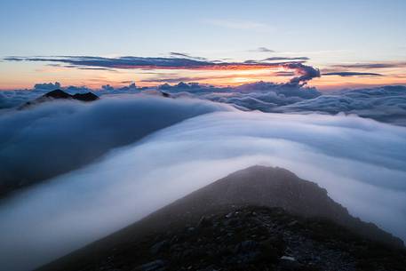 Sunrise on the top of Mt. Porche, in the park of the Sibillini mountains