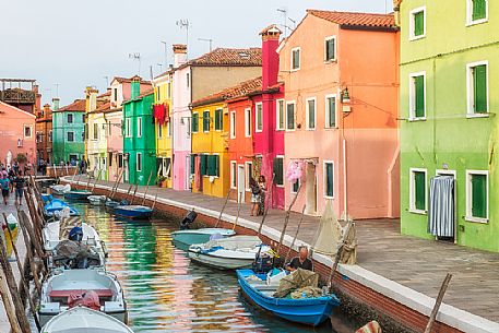 Iconic view of Burano village one of the Venetian islands, Venice, Italy
