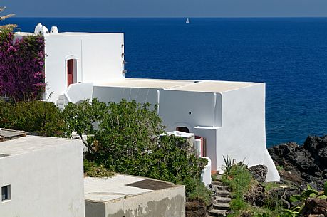 Traditional house iin the mediterranean coast, Stromboli island, Sicily, Italy, Europe
