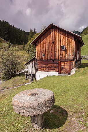 Ancient water mill in the Mulini valley, Longiar, Badia valley, Trentino Alto Adige, Italy, Europe