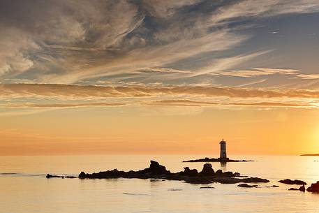 Isle of Sant'antioco. Location Mangiabarche with its typical small and famous lighthouse