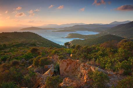 The South West coast of Sardinia. In the background, Capo Teulada and the beach of Tueredda