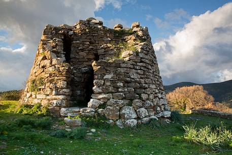 Typical Sardinian Nuraghe taken at sunset in the Barbagia of Seulo