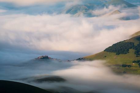 Castelluccio of  Norcia and morning fog