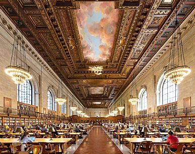 Rose Reading Room, the main reading room of the public library in New York reopens to the public after two years of restoration, New York, USA