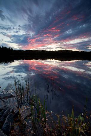 Sunset in Lake District, Finland.