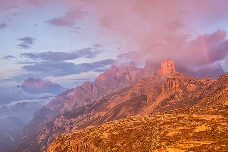 sunrise in National park of Tre Cime