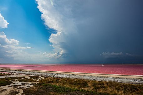 The beautiful and special colors of the saltworks of Giraud, Bouches-du-Rhne, Provence, France