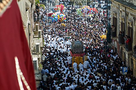 Sant'Agata festivity, procession of the saint, Catania, Sicily, Italy, Europe