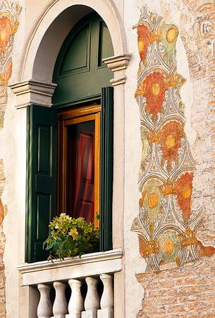 Detail of a historical palace in Pordenone, city of north east Italy, Friuli Venezia Giulia, Italy, Europe