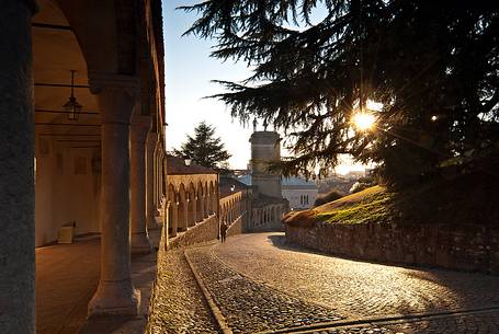 Loggia Lippomano or Colonnade Lippomano, stairway to the castle, Udine, Friuli Venezia Giulia, Italy, Europe