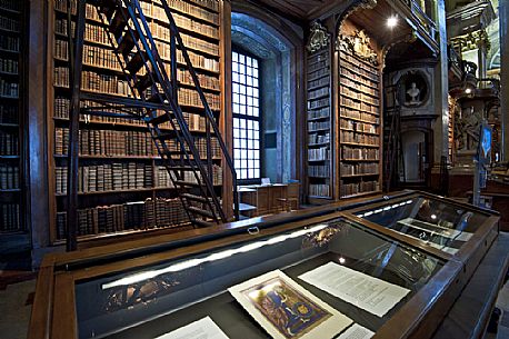 Inside of the Austrian National Library in Vienna. It is the largest baroque library in Europe. Hofburg Complex, Vienna, Austria.