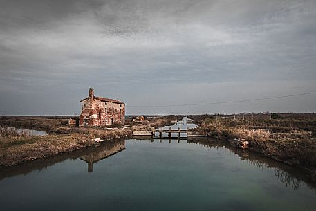 Old house in the venetian lagoon, Lio Piccolo locality, Jesolo, Veneto, Italy, Europe