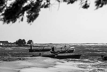 Fishing boat at berth, Taranto, Apulia, Italy, Europe