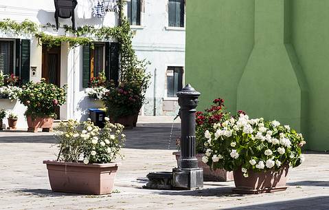 urban colorfull architecture or Burano near Venice, new and old house create a magic atmosphere