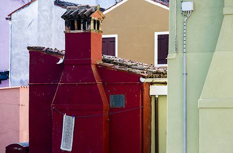 urban colorfull architecture or Burano near Venice, new and old house create a magic atmosphere