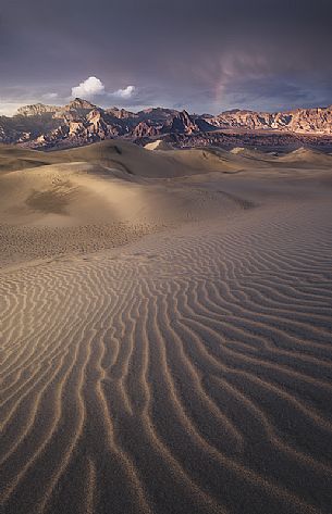 Rainbow over the Death valley, California, Usa