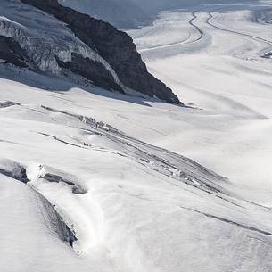 Aletsch glacier, the largest in Europe, from Jungfraujoch, the highest railway station in the Alps, Bernese Oberland, Switzerland, Europe