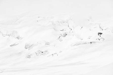 Detail from above of Aletsch glacier, the largest in Europe, from Jungfraujoch, the highest railway station in the Alps, Bernese Oberland, Switzerland, Europe