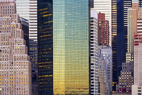 Skyline at morning light, skyscrapers details