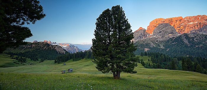 Sunrise form Prato Piazza Plateau, Dolomites, South Tyrol, Italy 