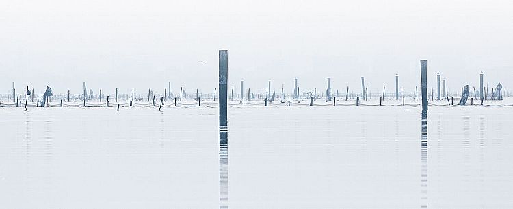 Fishing nets on Marano's lagoon, Marano Lagunare, Italy