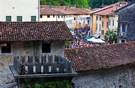 People at the ancient Sagra dei Sst o Thest feast in Polcenigo, Friuli Venezia Giulia, Italy