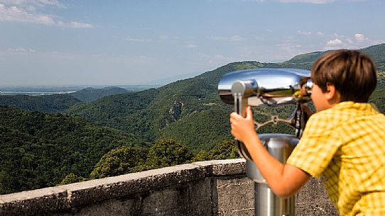 View of Tagliamento valley from the little village of Clauzetto in Cosa Valley, Friuli Venezia Giulia, Italy, Europe