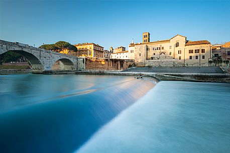 The Tiber Island is the only island in the Tiber river which runs through Rome and and has been connected with bridges to both sides of the river since antiquity