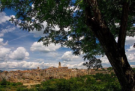 Panoramic view of Pitigliano village, Maremma, Tuscany, Italy, Europe