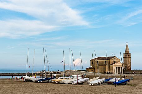 The sanctuary of the Madonna dell'Angelo is a church in Caorle on the shore of the Adriatic Sea, Caorle, Venetian lagoon, Italy