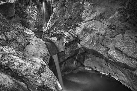 The water tells. Scrolling and playing on the rock. Erosion that gives birth spectacles of nature, Orvenco river, Friuli Venezia Giulia, Italy, Europe