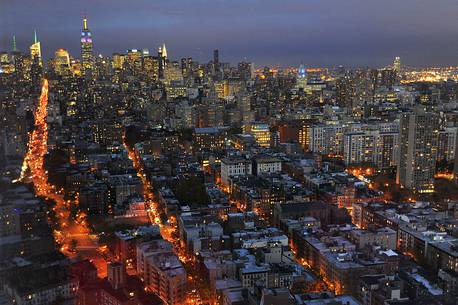 Overview of Manhattan lights from the 46th floor of the Trump SoHo