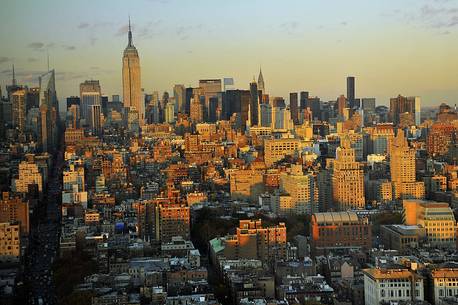 Overview of Manhattan buildings from the 46th floor of the Trump SoHo