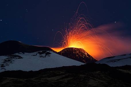 Strombolian activity at southeast crater with lava fountains